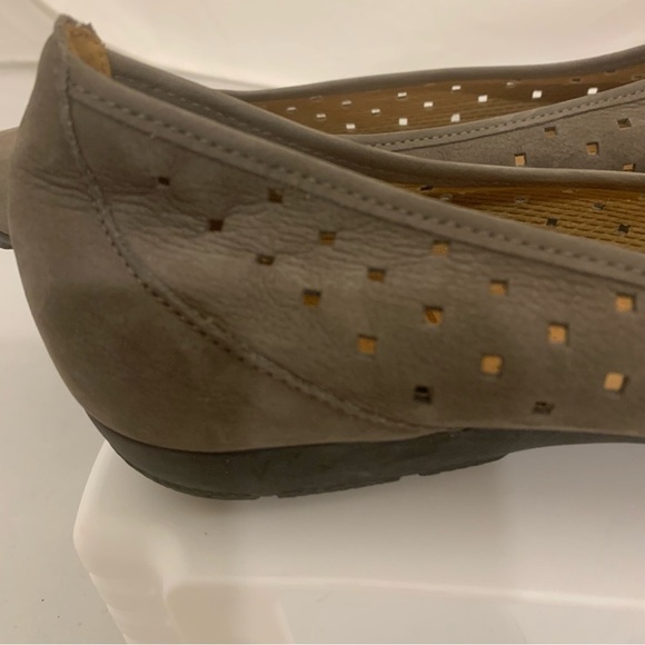 Gabor Hovercraft Suede Ballerina Cutout Taupe Leather Flats - Picture 6 of 13